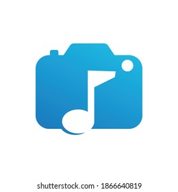 camera and music negative space logo design