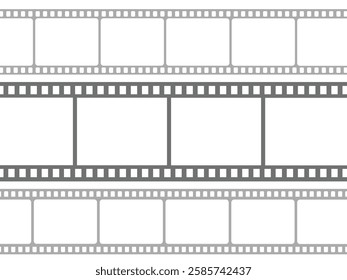 Camera negative roll, Film strip isolated in white background. Retro vintage movie strip. Vector illustration of old film negative frames. Old vintage photo reel.