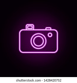 camera neon icon. Elements of camping set. Simple icon for websites, web design, mobile app, info graphics