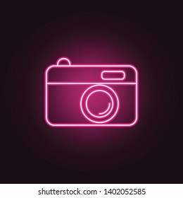 Camera neon icon. Elements of Party set. Simple icon for websites, web design, mobile app, info graphics