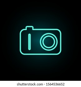 Camera neon icon. Simple thin line, outline vector of web icons for ui and ux, website or mobile application