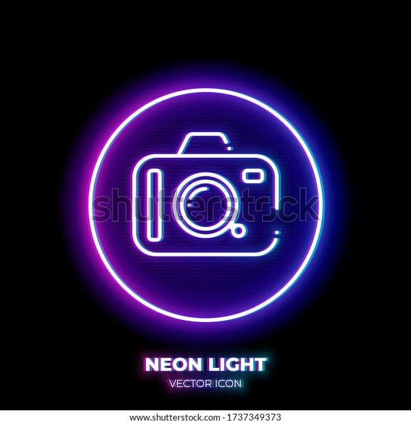 Camera Neon Light Line Art Vector เวกเตอร์สต็อก (ปลอดค่าลิขสิทธิ์