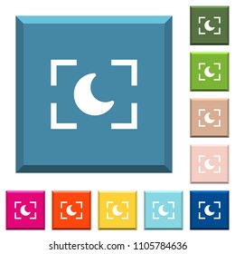 Camera night mode white icons on edged square buttons in various trendy colors