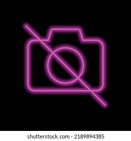 Camera, no photo logo simple icon vector. Flat design. Purple neon on black background.ai