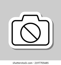 Camera, no photo simple icon vector. Flat design. Sticker with shadow on gray background.ai