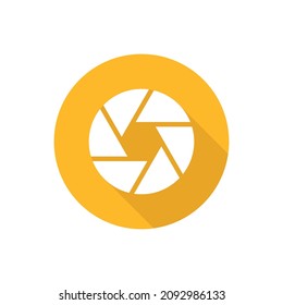 Camera objective flat vector button icon