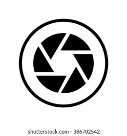 Camera objective icon in circle . Vector illustration