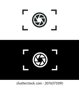 Camera objective icon isolated on black and white vector design
