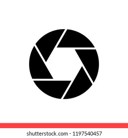 Camera objective icon in modern flat design isolated on white background, aperture vector illustration for web site or mobile app