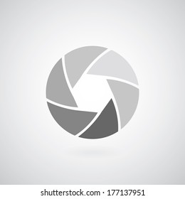 camera objective icon on gray background 