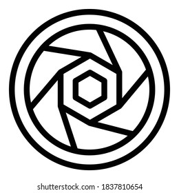 Camera objective icon. Outline camera objective vector icon for web design isolated on white background