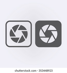 Camera objective icon set . Vector illustration