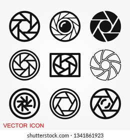 Camera objective icon vector sign symbol for design