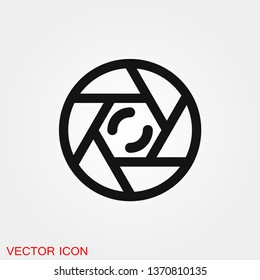 Camera objective icon vector sign symbol for design