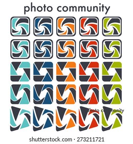 Camera objective shutter icon. Vector