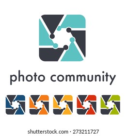 Camera objective shutter icon. Vector