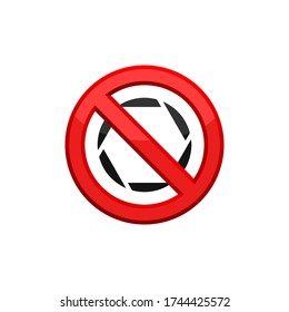 Camera Objective. Simple Silhouette. Not Allowed, Black Object in Red Warning Sign Icon In Trendy Design Vector Eps 10