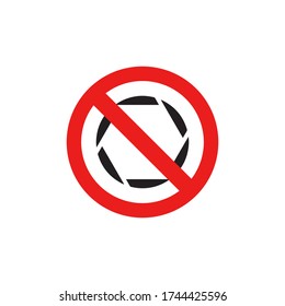 Camera Objective. Simple Silhouette. Not Allowed, Black Object in Red Warning Sign Icon In Trendy Design Vector Eps 10