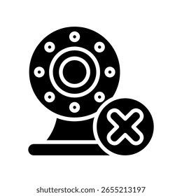 Camera Off glyph, mini illustration icon. use for modern concept, print, UI, UX kit, web and app development. Vector related to remote working, work from home.