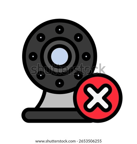 Camera Off outline color, mini illustration icon. use for modern concept, print, UI, UX kit, web and app development. Vector related to remote working, work from home.