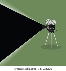 camera old movie art illustration on green background