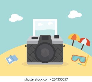 camera on the beach