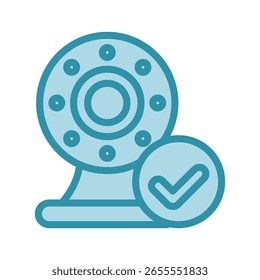 Camera On dual tone blue color, mini illustration icon. use for modern concept, print, UI, UX kit, web and app development. Vector related to remote working, work from home.