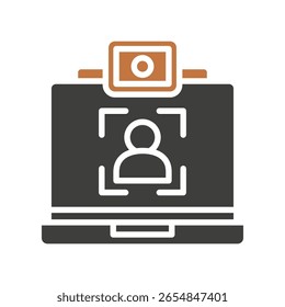 Camera On dual tone color, mini illustration icon. use for modern concept, print, UI, UX kit, web and app development. Vector related to remote working, work from home.