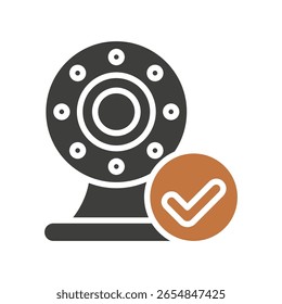 Camera On dual tone color, mini illustration icon. use for modern concept, print, UI, UX kit, web and app development. Vector related to remote working, work from home.