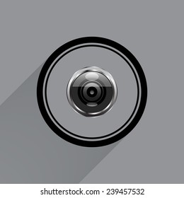 camera on a gray background with a long shadow, vector, EPS 10