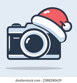  camera on hat christmas vector flat