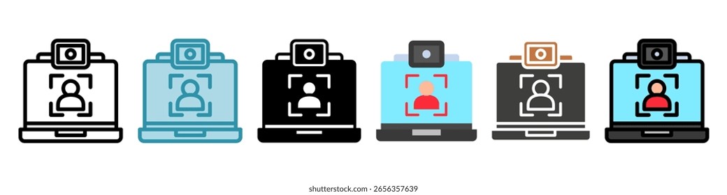 Camera On multi style, mini illustration icon set. Vector for modern concept, print, UI, UX kit, web and app development. related to remote working, work from home

