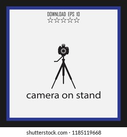 camera on stand vector icon