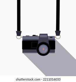 camera on strings, digital camera, on a white background, vector illustration