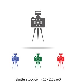 camera on tripod icon. Elements of photo camera in multi colored icons. Premium quality graphic design icon. Simple icon for websites, web design, mobile app, info graphics on white background