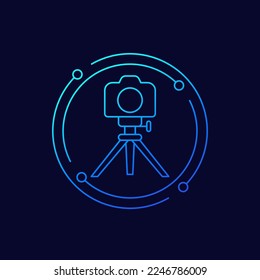 Cámara en icono de trípode, diseño lineal