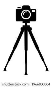 camera on tripod icon on white background 