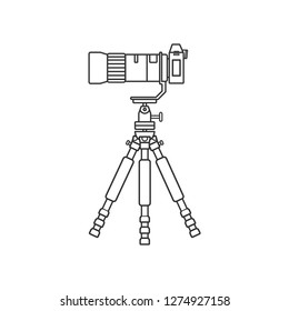 Camera on the tripod icon,Flat design element.
