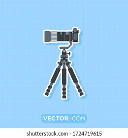Camera on the tripod icon,Flat design element.