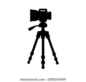 Camera on a tripod silhouette