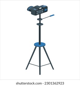 camera on a tripod, vector image realistic camera in black on a white background. Vector illustration of a DSLR Camera on a Tripod isolated