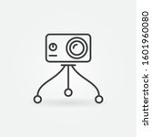 Camera on Tripod vector outline concept icon or design element