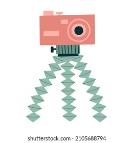camera on a tripod. camera for video recording. flat vector illustration isolated on white background
