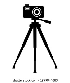 camera on a tripod on a white background