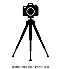 camera on a tripod on a white background