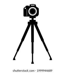 camera on a tripod on a white background