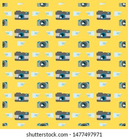 Camera on a yellow background  Patterns Seamless