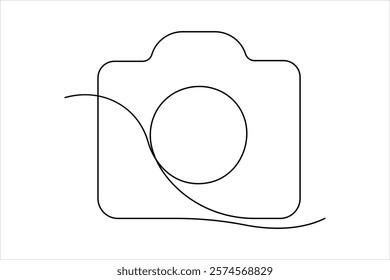 Camera one continuous line drawing of design vector illustration