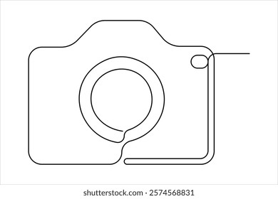 Camera one continuous line drawing of design vector illustration
