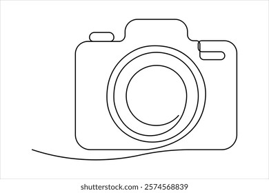 Camera one continuous line drawing of design vector illustration